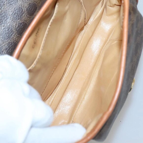 CELINE Macadam Canvas Shoulder Bag PVC Leather Brown Gold Auth - Picture 14 of 16